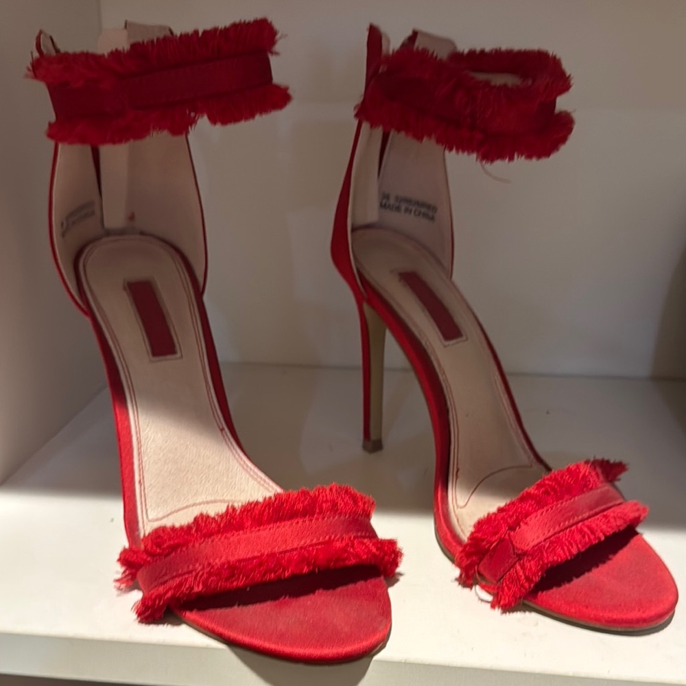 Elegant Red Fringe Heels